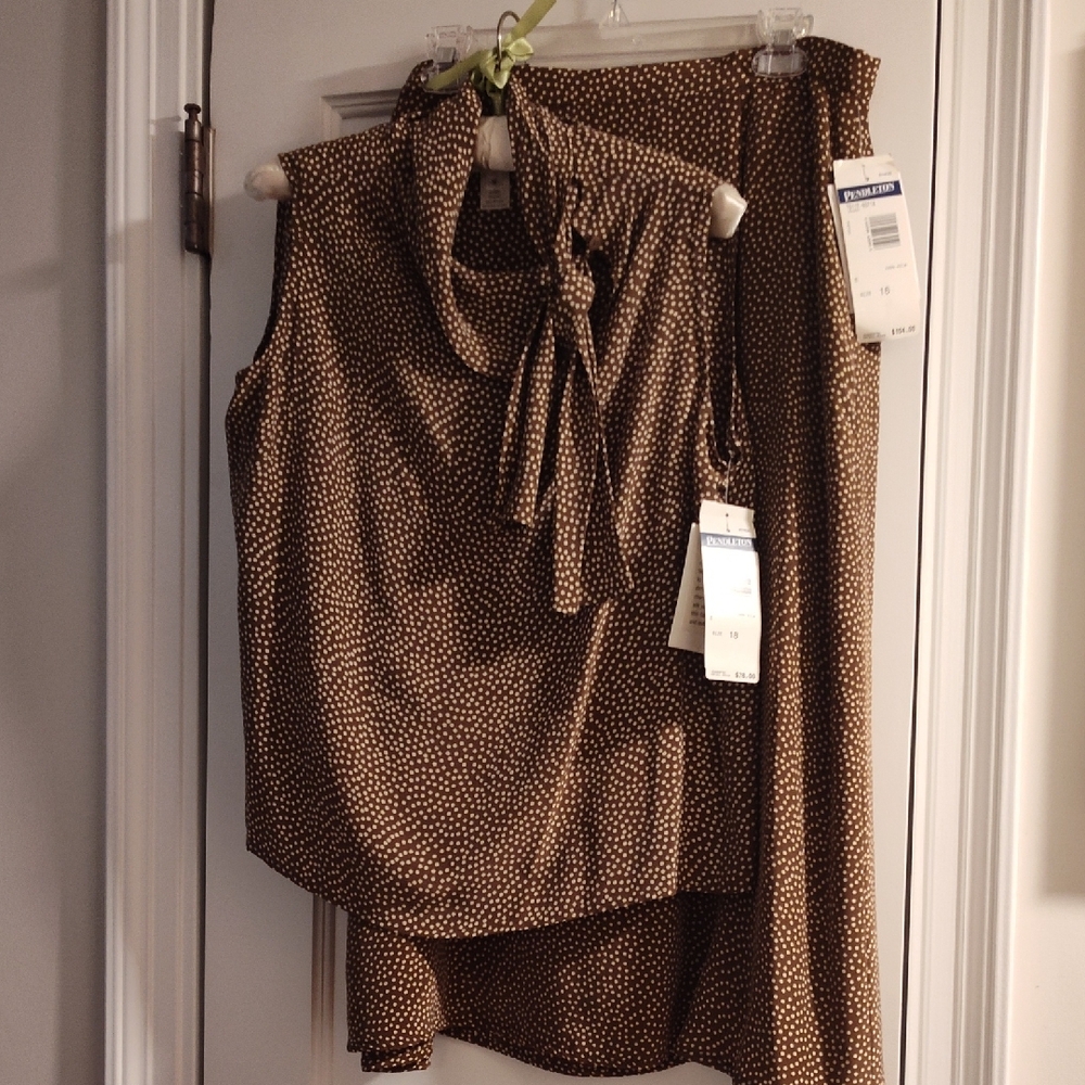 Pendleton Brown and White Polka Dot Blouse